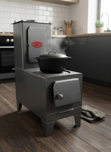 Твердотопливная печь-варочная «Lux» - Материал: стальной корпус с
