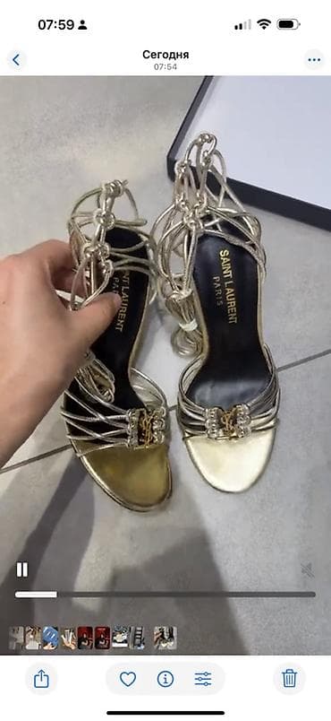 Женская обувь: Босоножки, 35, Yves Saint Laurent, Новый, цвет - Золотой — 2
