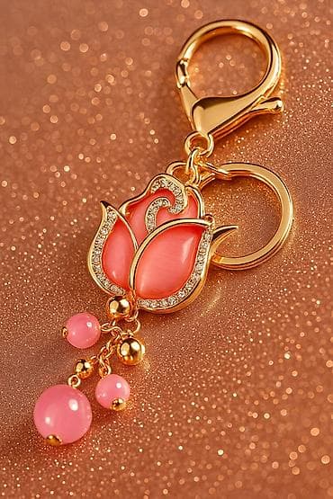 Элегантный брелок-цветок 🌸 в золотом стиле Стильный и нежный брелок