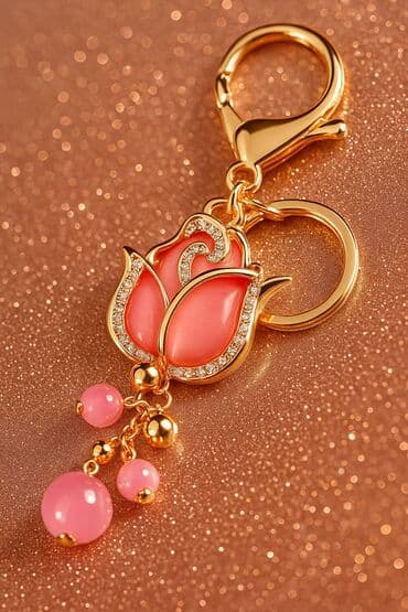 украшения изделия ручной работы: Элегантный брелок-цветок 🌸 в золотом стиле Стильный и нежный брелок — 1