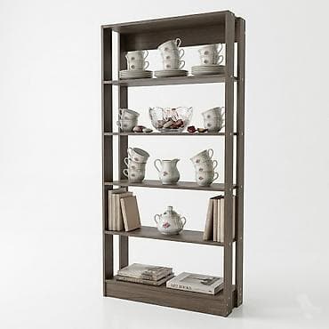 Мебель: Стеллаж открытый 5 полок, серо-коричневый Прочный и стильный стеллаж с — 1