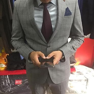 серые брюки: Классический мужской костюм в клетку - Цвет: светло-серый с тонкой — 1