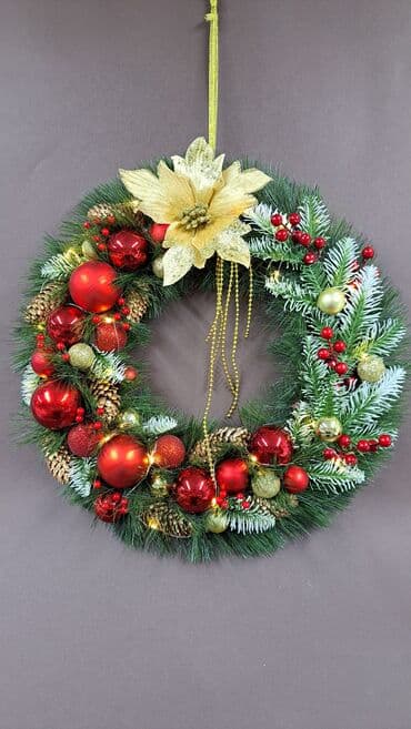 хвойная гирлянда: Новогодние декоративные венки ручной работы веночеки на фото от — 8