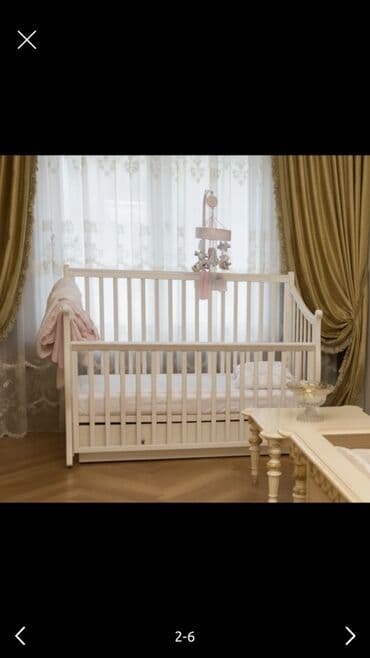 детский стол на заказ: Детская кроватка-манеж классического дизайна - Материал: массив/МДФ — 1