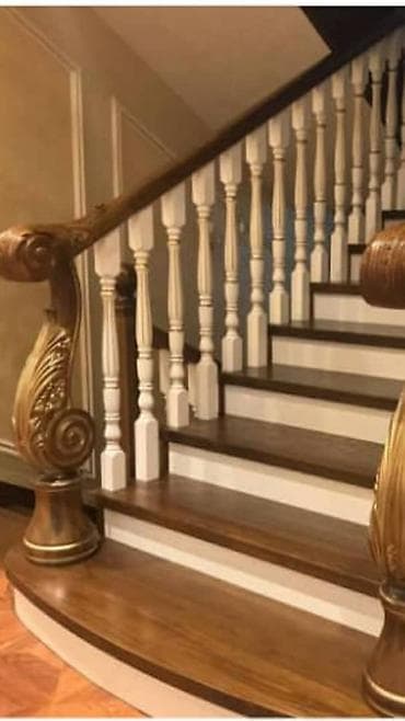 красное дерево: Деревянная лестница Для дома, Вид дерева: Дуб, Стиль: Классический — 1