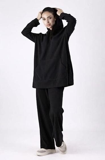 кроссовка ролик: Женский костюм-даойка из мягкого трикотажа: удлинённое худи с — 1