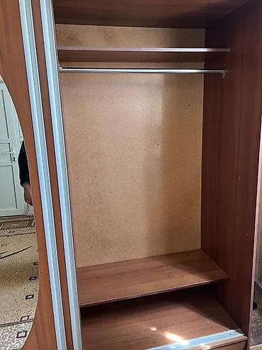 текстильный шкаф для одежды: Шкаф купе, Б/у, С зеркалом, Другой материал — 5