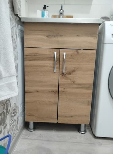 кухонный шкаф пенал: Тумба для кухни, С мойкой, Другая установка, ДСП, цвет - Коричневый — 1