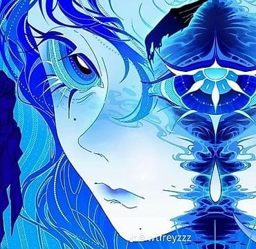 Шторы и жалюзи: Цифровой арт “Blue Vision” — авторская иллюстрация в стиле — 1