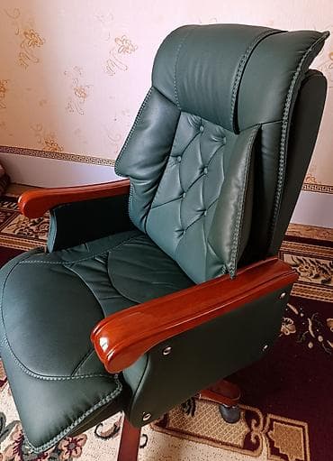 комп кресло: Офисное кресло, Новый, С колесиками, цвет - Зеленый, Экокожа, Самовывоз — 3