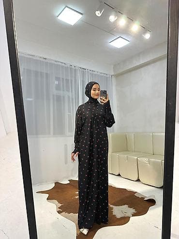 Одежда для дома и сна: Повседневное платье, Made in KG, Осень-весна, Длинная модель, Трикотаж, Оверсайз, XL — 2