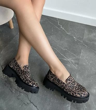 Сабо: Женские лоферы с леопардовым принтом на массивной тракторной подошве — 4