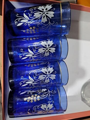 ваза бокал: Стаканы "Виноград" Чехословакия, антиквар. по 250с. 1000 сом за 4шт — 2