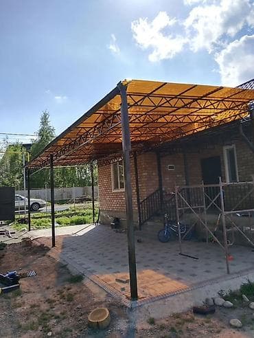спальник на крышу: Навес, Арочный, Металл, Поликарбонат, Установка — 5