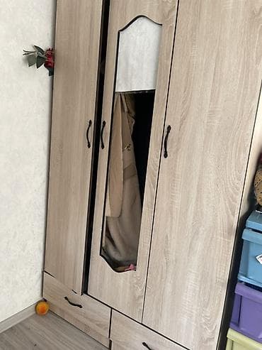 купить туалетный столик с зеркалом и подсветкой бу: Шифоньер, шкаф для одежды, Прямой, ЛДСП — 1