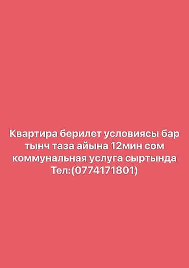 Сдается квартира с удобствами: тихая, чистая. Ежемесячная оплата — 12 — 1