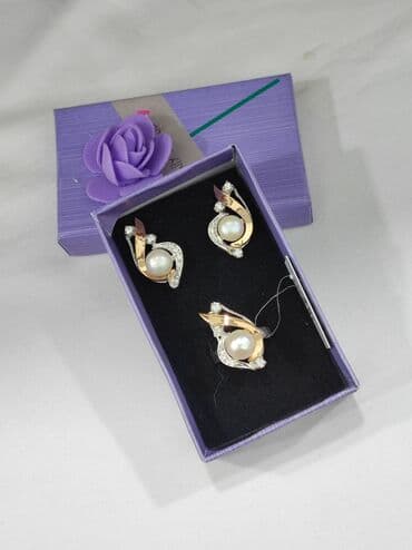 купить свадебное платье недорого: Серебряный Комплект Жемчуг Серебро с напылением золото Размеры — 1