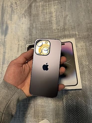 телифон айфон: IPhone 14 Pro, Б/у, 128 ГБ, Deep Purple, Чехол, Коробка, 86 % — 1