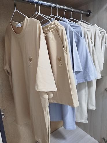 Костюм с шортами, Футболка, Корея, Хлопок