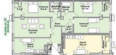 4 комнаты, 113 м², Политех Элитка, 5 этаж, ПСО (под самоотделку) — 2