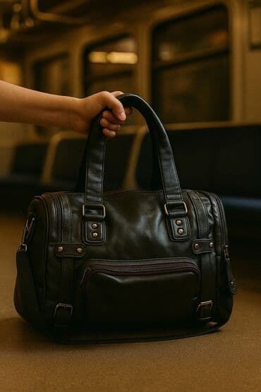 барсетка мужская кожаная ручной работы: Дорожная сумка, Материал: Искусственная кожа, Унисекс, Новый — 2