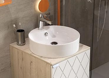 столешница под раковину: Раковина для ванной, Особенности: Глянцевое, Круглая форма, Материал: Керамика — 1