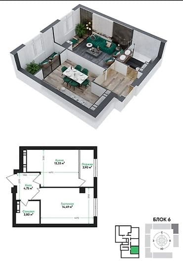 2026: 1 комната, 40 м², Элитка, 11 этаж, Готовая ПСО (под самоотделку) — 3