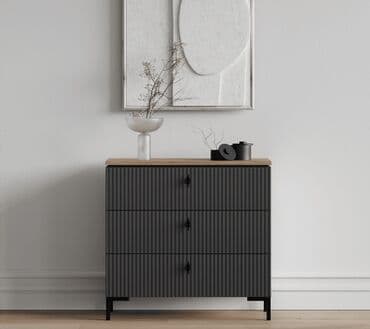 Шкафы: Артикул: 00058716 Сан-Джиминьяно комод KOM3S, Антрацитовый/Дуб нокс — 1