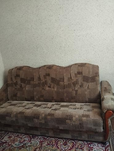 sofa bed: Комплект мягкой мебели, Б/у, Самовывоз, цвет - Коричневый — 1