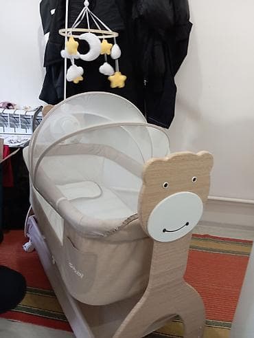 детскую переносную люльку: Люлька, Колыбель, Дерево, цвет - Бежевый — 3