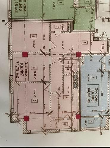 талаа: 3 бөлмө, 72 м², Жеке план, 5 кабат, Даяр ПСО (өзү оңдоп түзөтүп бүтүү үчүн) — 7