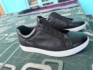 кийим: Мужские кеды без шнурков (под шнурок), черные - Материал верха — 1