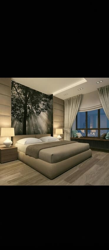 Двуспальные кровати с мягким изголовьем и основанием, в современном