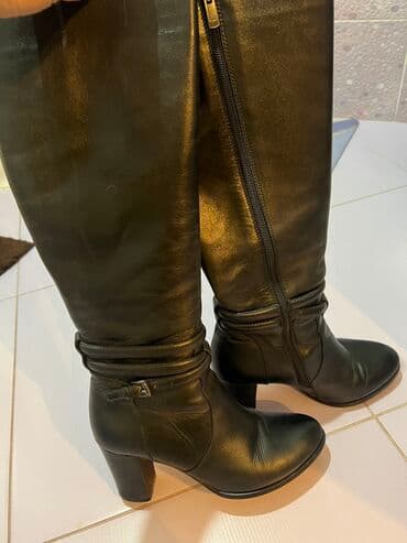 сапоги зимние женские натуральная кожа натуральный мех распродажа: Сапоги, 37, Б/у, цвет - Черный, Самовывоз — 2