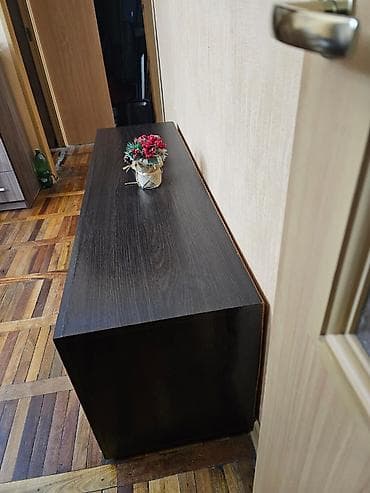 буу мебелдер: Телевизордун шкаф жана стенди, Полго орнотулма, МДФ, Өзү алып кетүү, түсү - Күрөң — 3