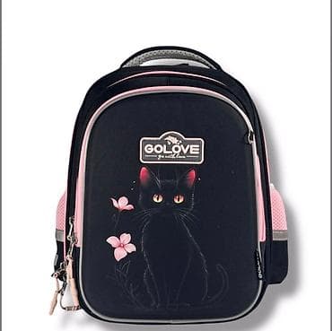 сумка для кота: Практичный школьный рюкзак черного цвета с розовыми акцентами — 1