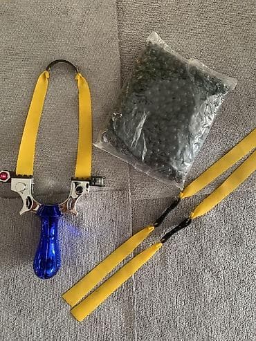 рагатка арбалет: Рогатка с лазером (Синий) Комплект: Сама рукоять 600шт пули из глины — 1