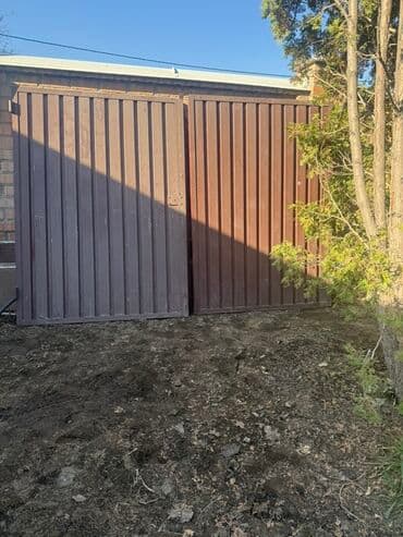 ворота дарбаза: Двухстворчатые распашные ворота из профнастила - Конструкция — 4