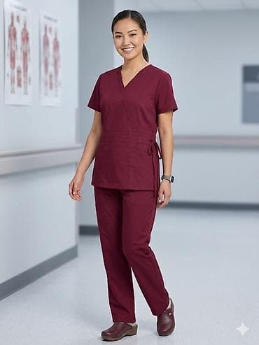 кожа брюки: Женский медицинский комплект (топ + брюки), цвет — 7