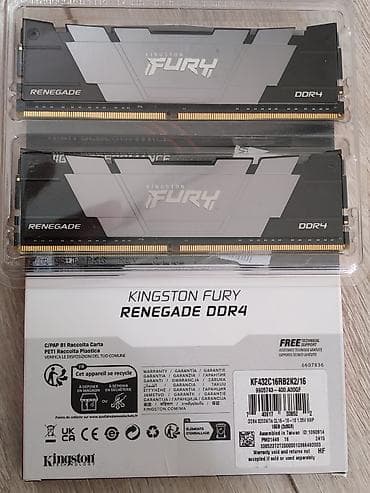 intel xeon: Оперативная память, Новый, Kingston Fury, 16 ГБ, DDR4, 3200 МГц, Для ПК — 2