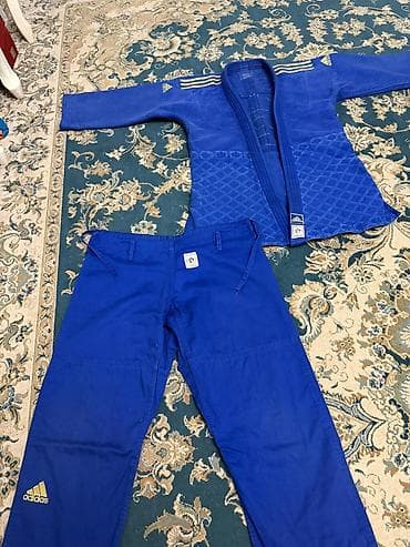 Спортивные сумки: Синий кимоно для дзюдо Adidas (джудоги), комплект куртка + штаны — 6