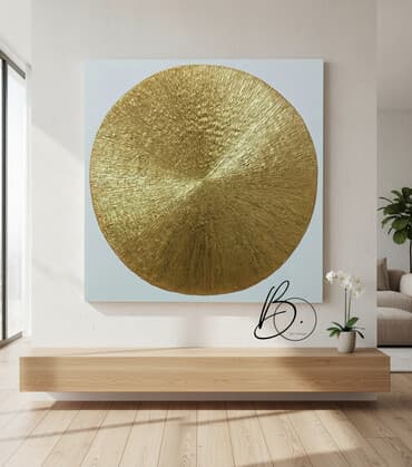 картинки на стену: Интерьерная картина "Золотой круг" Ручная работа Размер 75×75см — 1