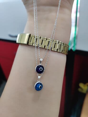 купить свадебное платье недорого: Серебряные Цепочки с подвесками "Коз мончок" Серебро 925 пробы — 2