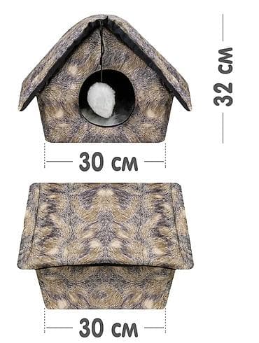 Зоотовары: Домик для животных 32 × 30 × 30 см - Уютный мягкий домик для кошек и — 4