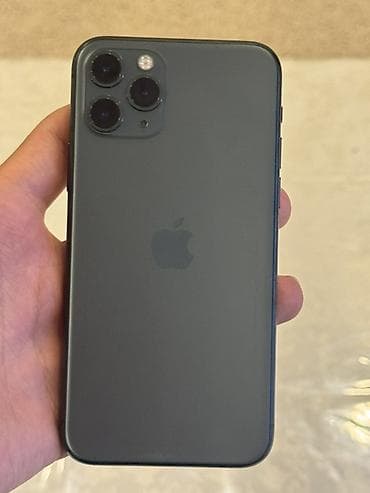 IPhone 11 Pro, Б/у, 64 ГБ, Matte Midnight Green, Зарядное устройство, Кабель, Чехол, 79 %