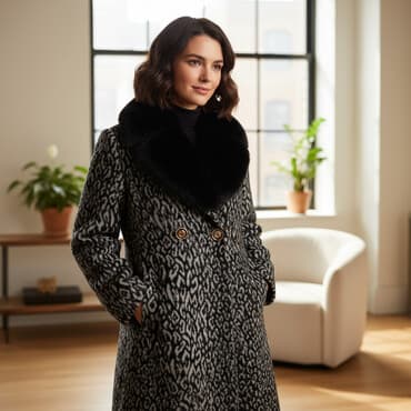 зимние куртки женские больших размеров недорого: Пальто, Классика, Зима, По колено, Однобортная модель, Рукава реглан, Леопардовый принт, S — 1