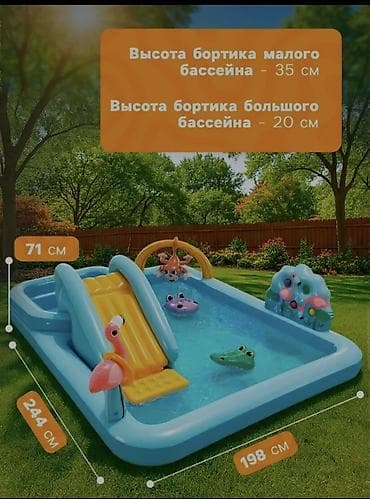 мини басейн: Детский надувной игровой центр-бассейн с горкой! 🏖️🐊✨ ​Подарите детям — 2