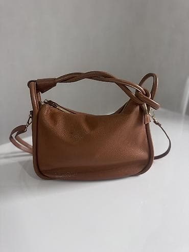 Сумка женская, кожаная, коричневая (карамельный/коньячный оттенок) -