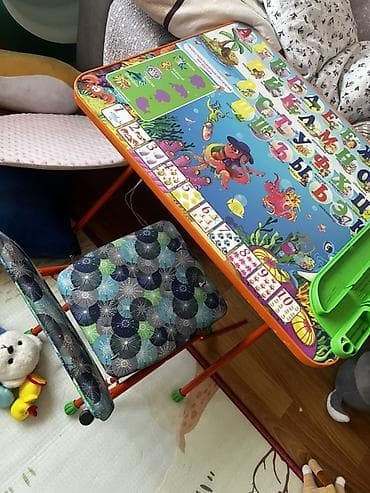алфа: Детский складной комплект для занятий: стол + стул. - Тематика — 1