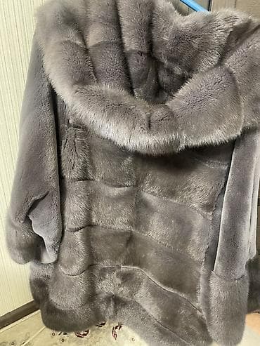 Шуба, Норка, По колено, С капюшоном, 2XL